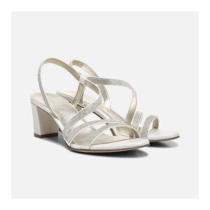 Naturalizer Women's Vanessa White Satin Rhinestone Dress Strappy Sandals Size 7M